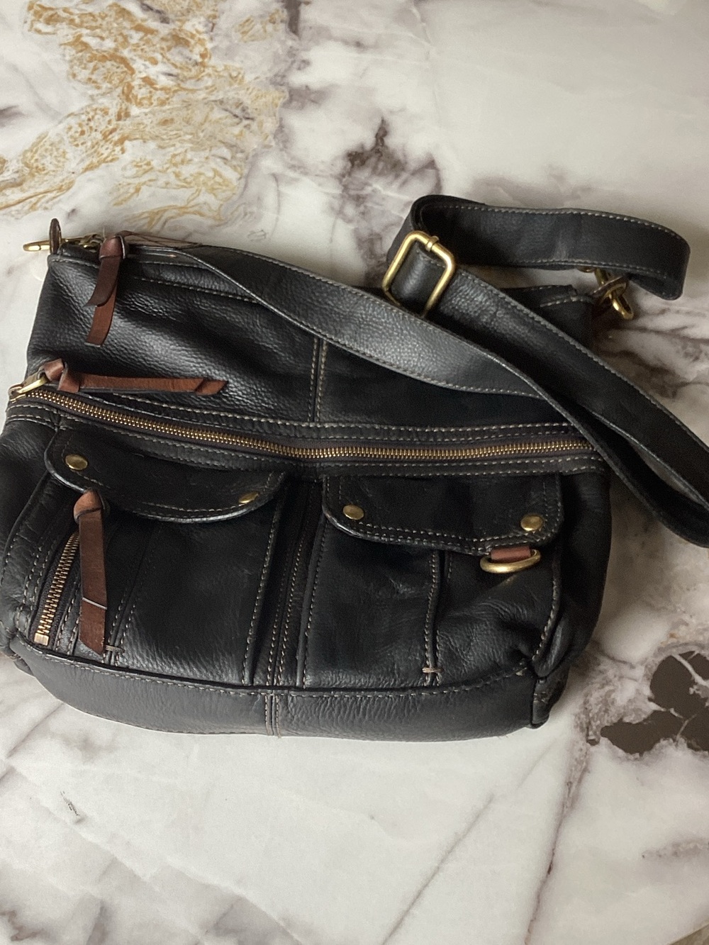 Fossil Morgan black leather crossbody bag